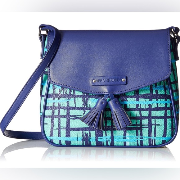 Vera Bradley Handbags - NWT Vera Bradley Tassel Crossbody Navy Teal Art Plaid Purse Bag New Small Mini